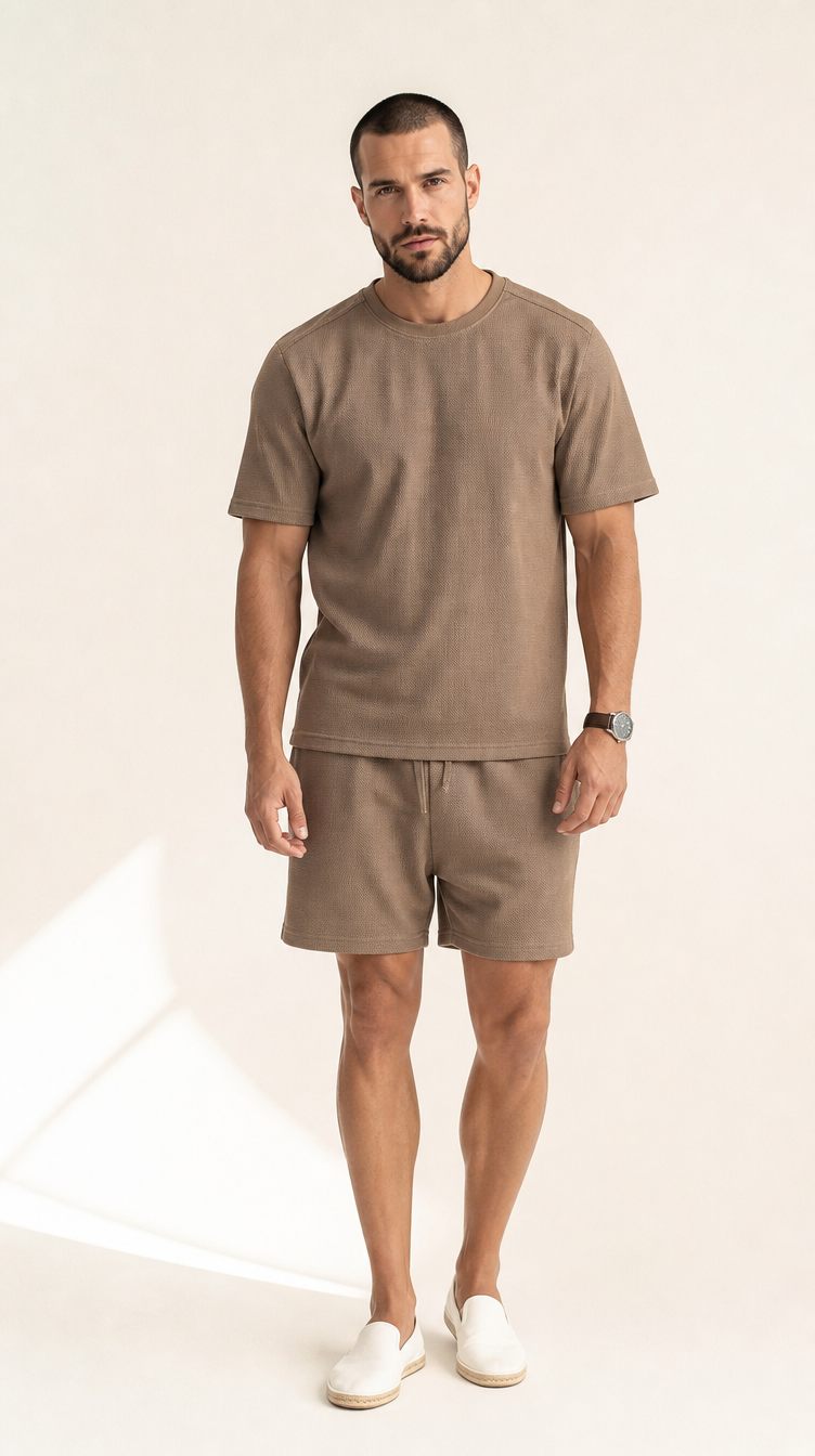 Conjunto masculino texturizado no atacado
